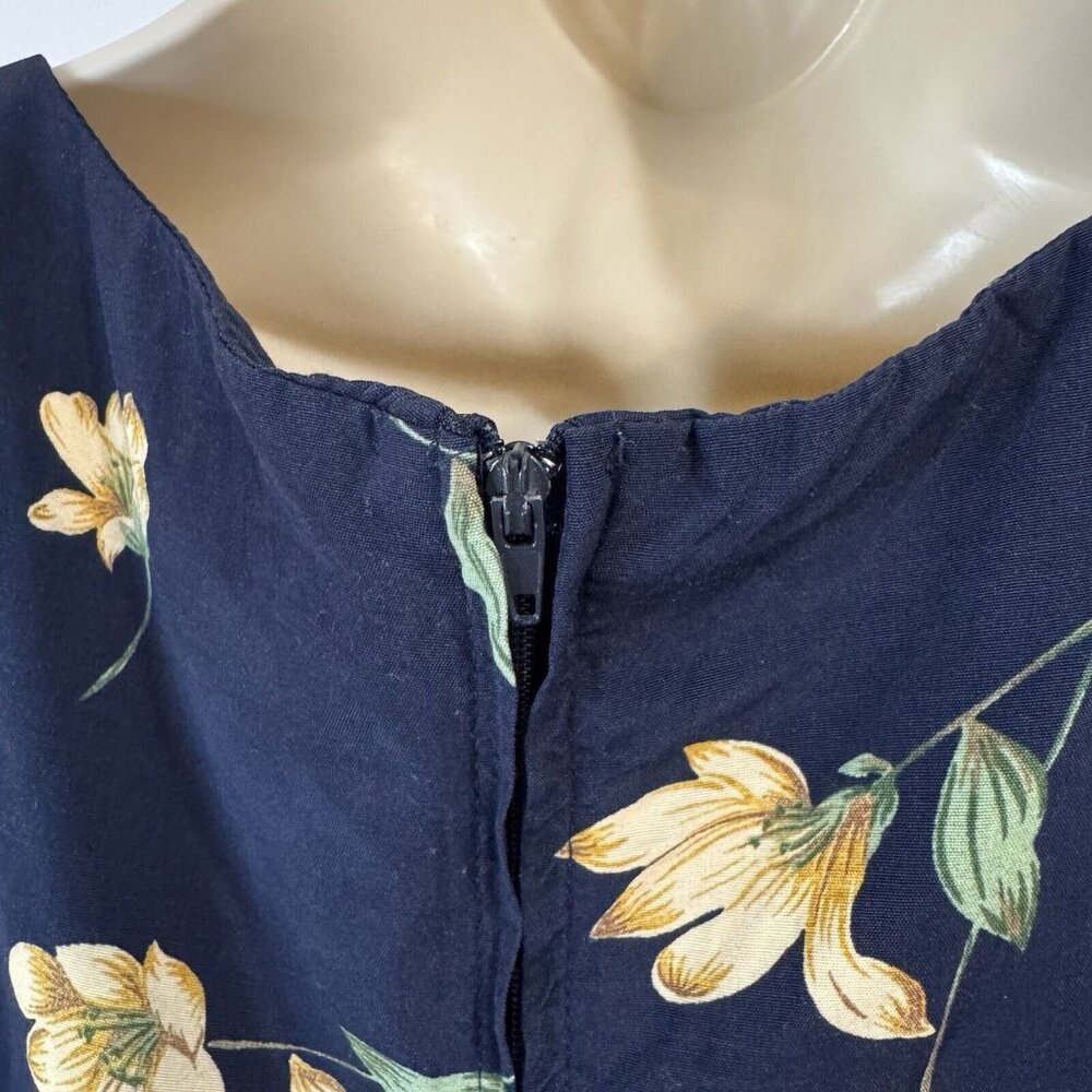 Vintage 90s Y2K Dressbarn Dress 8 Maxi Floral Blue Yellow Whimsy Cottage - Picture 7 of 9